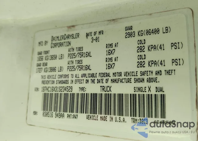 1B7HC16X31S234529: 41698680