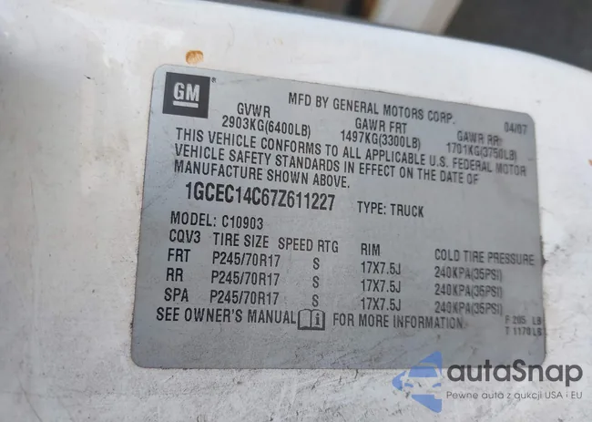 1GCEC14C67Z611227: 41698449