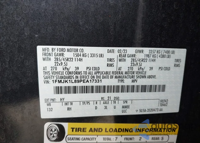 1FMJK1L89PEA17331: 41699994