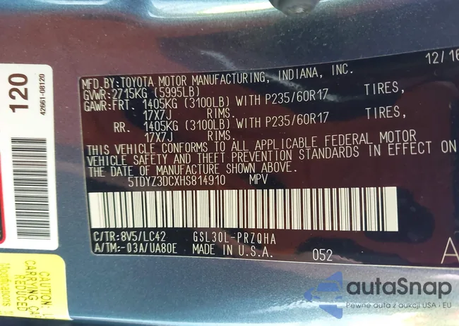 5TDYZ3DCXHS814910: 41700845