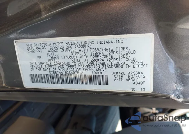 5TBBT44163S407518: 41700923