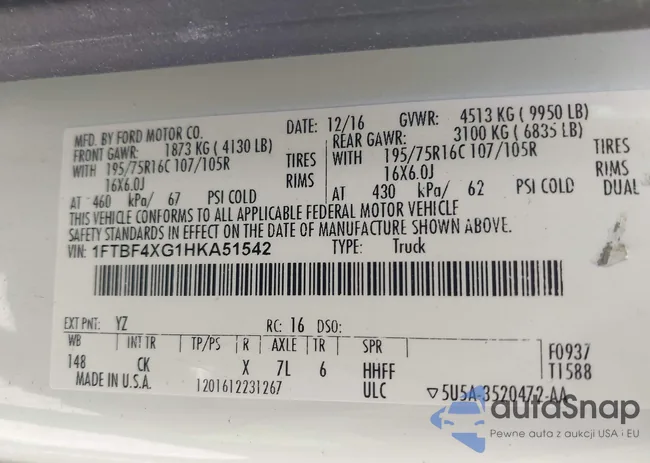 1FTBF4XG1HKA51542: 41701121