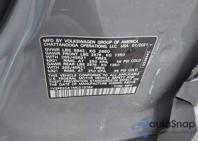 1V2FE2CA1MC213764: 41702906