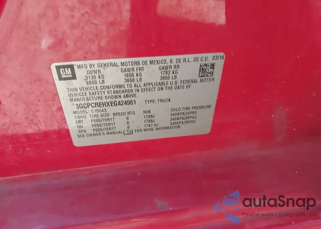 3GCPCREHXEG424961: 41703847