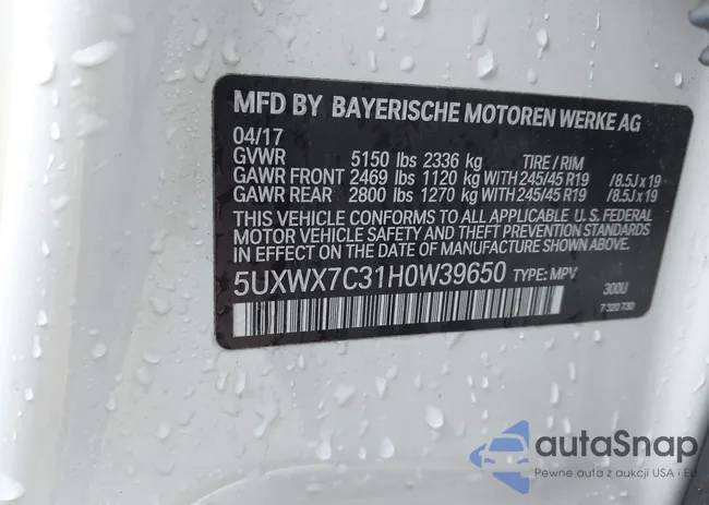 5UXWX7C31H0W39650: 41704648