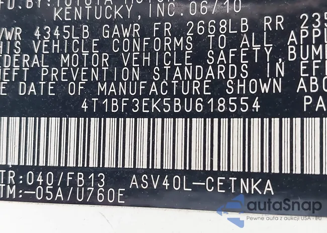 4T1BF3EK5BU618554: 41704461
