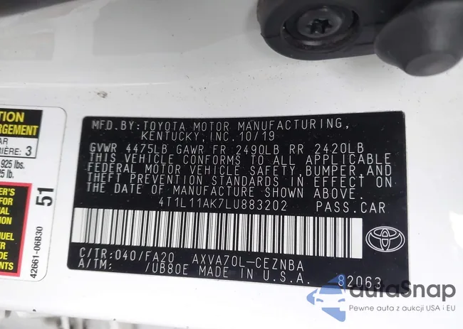 4T1L11AK7LU883202: 41705209