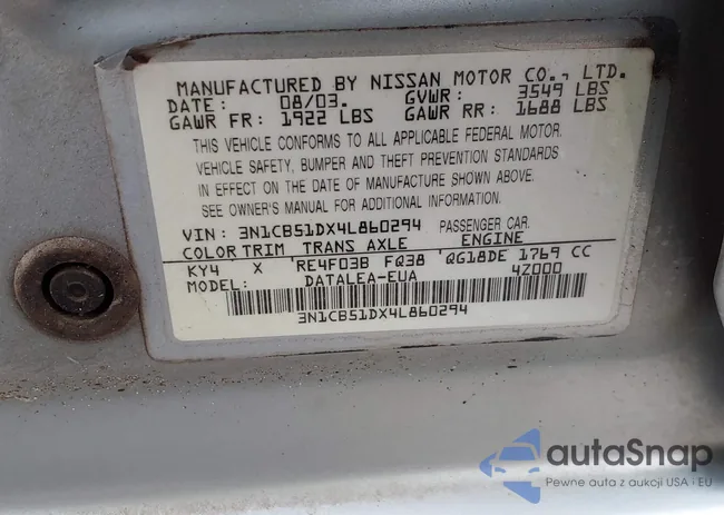 3N1CB51DX4L860294: 41706970