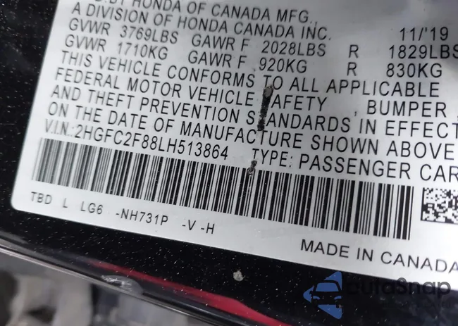 2HGFC2F88LH513864: 41707030