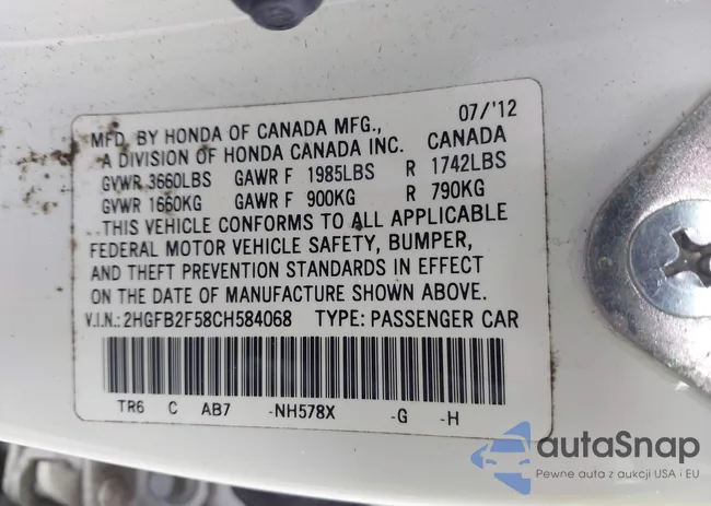 2HGFB2F58CH584068: 41707590