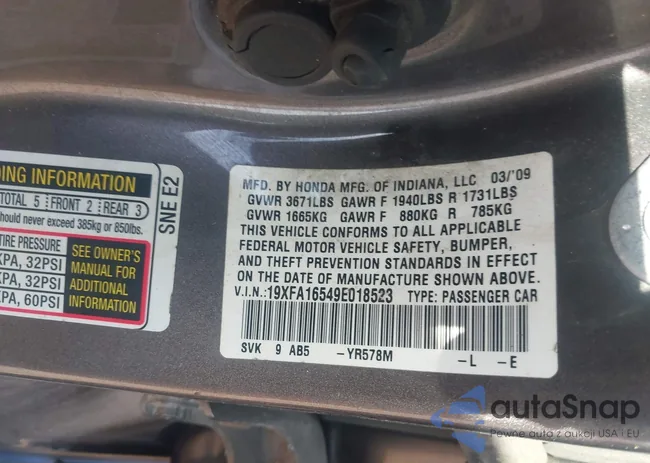 19XFA16549E018523: 41707830