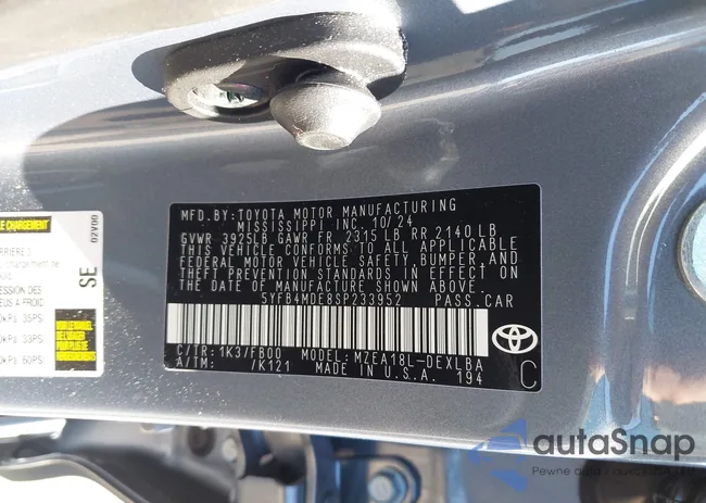 5YFB4MDE8SP233952: 41707219