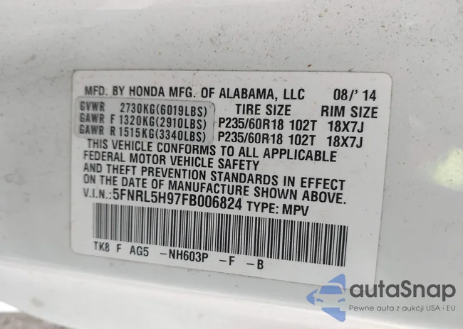 5FNRL5H97FB006824: 41709834