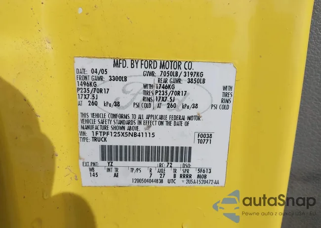 1FTPF125X5NB41115: 41709123