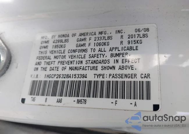 1HGCP26328A153394: 41710191