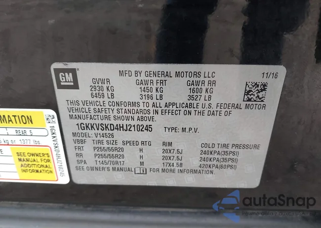 1GKKVSKD4HJ210245: 41711618