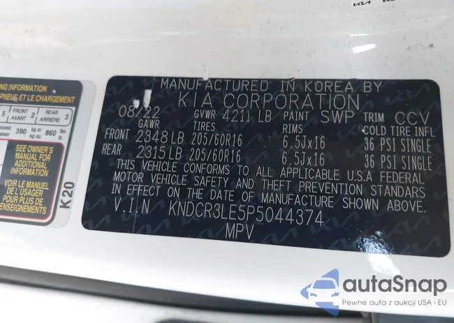 KNDCR3LE5P5044374: 41711456