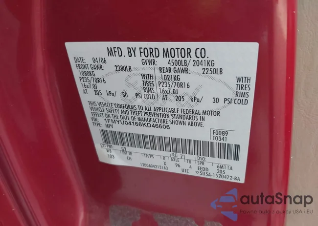 1FMYU04166KD46606: 41713276