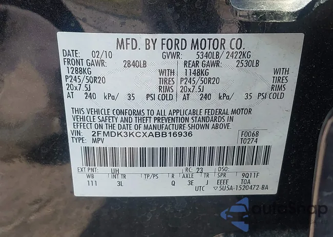 2FMDK3KCXABB16936: 41714746