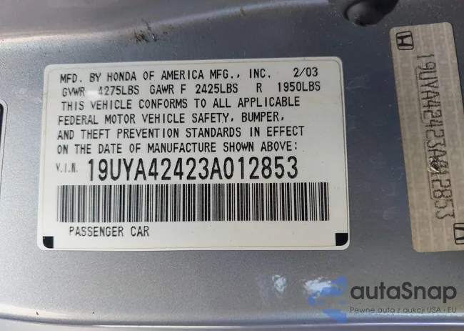 19UYA42423A012853: 41717626