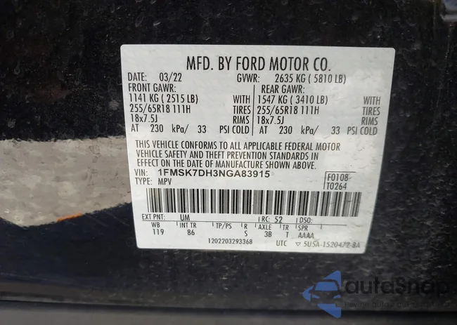 1FMSK7DH3NGA83915: 41719419