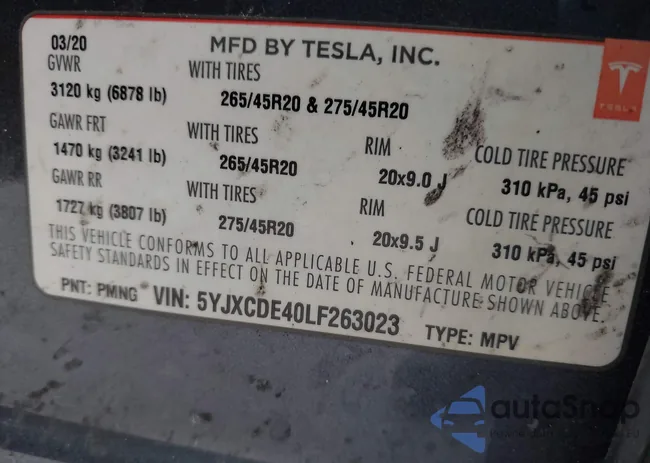 5YJXCDE40LF263023: 41720251