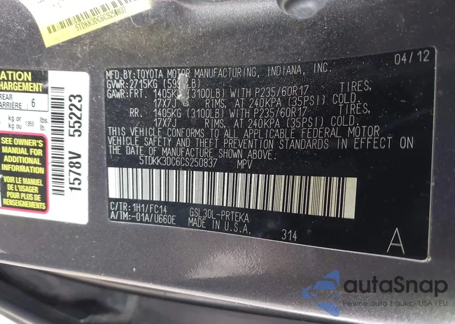 5TDKK3DC6CS250837: 41721124