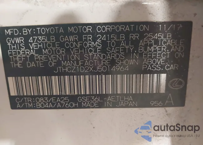 JTHCZ1D2XJ5014964: 41722586