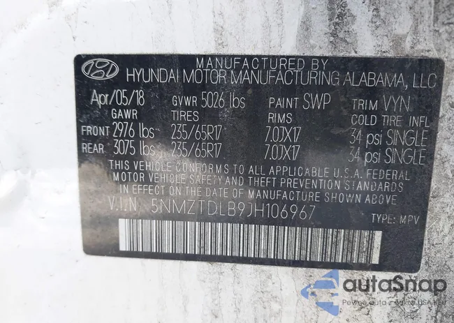 5NMZTDLB9JH106967: 41723570