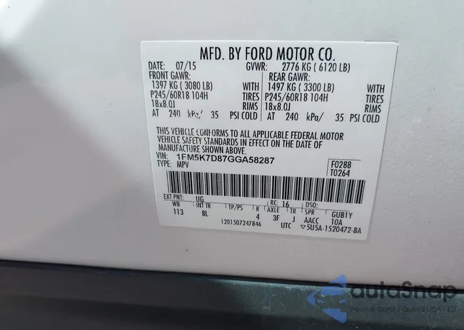 1FM5K7D87GGA58287: 41724911