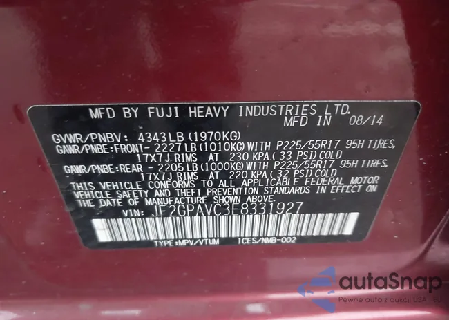 JF2GPAVC3E8331927: 41725873