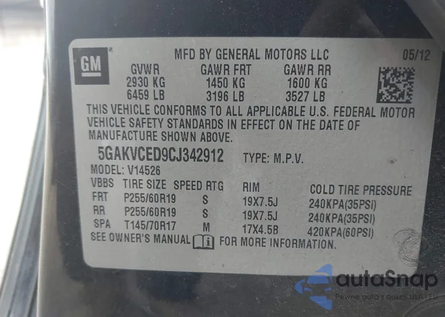 5GAKVCED9CJ342912: 41725128