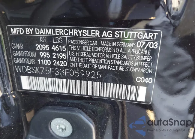 WDBSK75F33F059925: 41725333