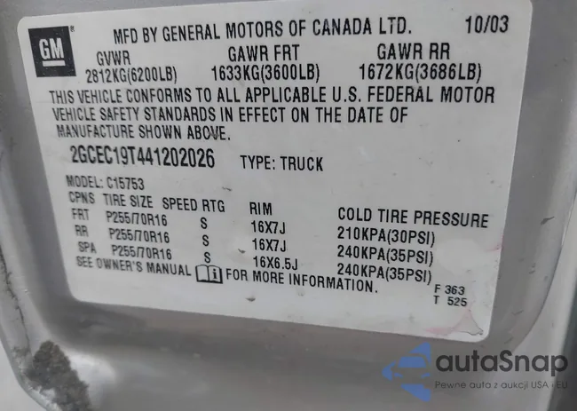 2GCEC19T441202026: 41725462