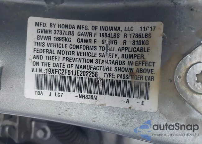 19XFC2F51JE202256: 41726828