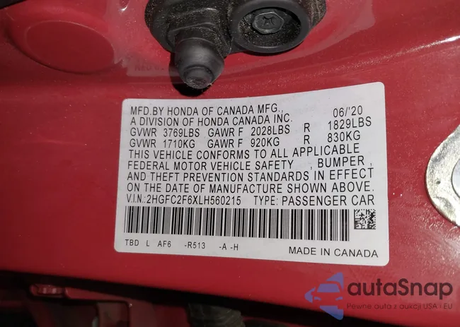 2HGFC2F6XLH560215: 41727738