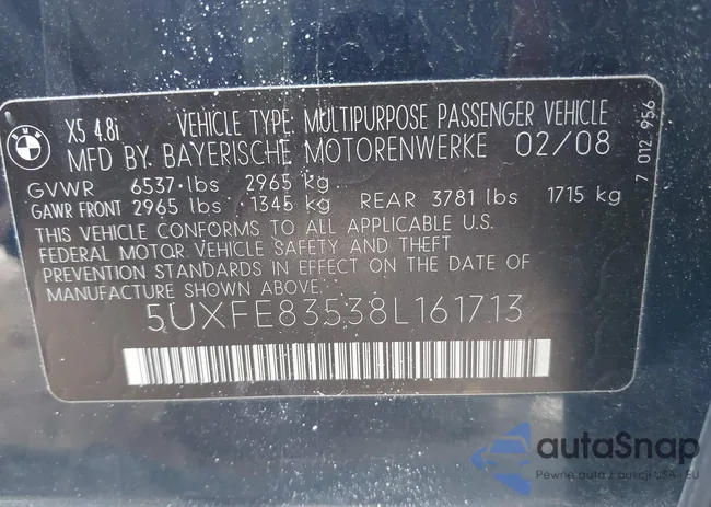 5UXFE83538L161713: 41729519