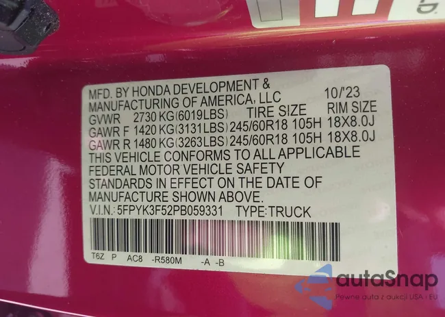 5FPYK3F52PB059331: 41729770