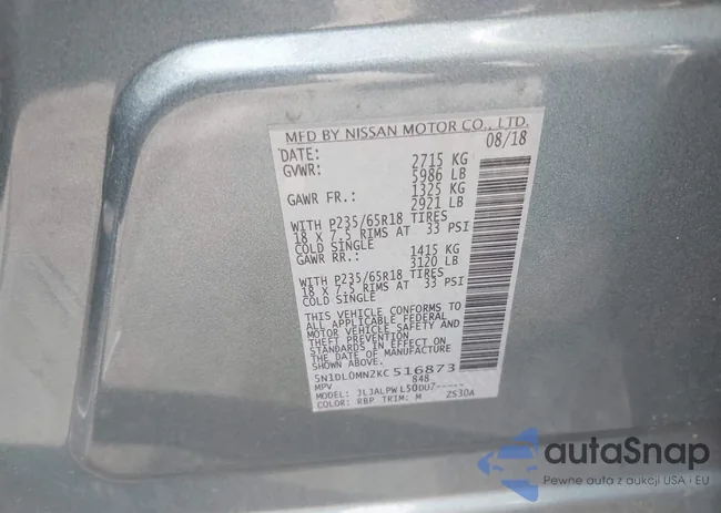 5N1DL0MN2KC516873: 41729910