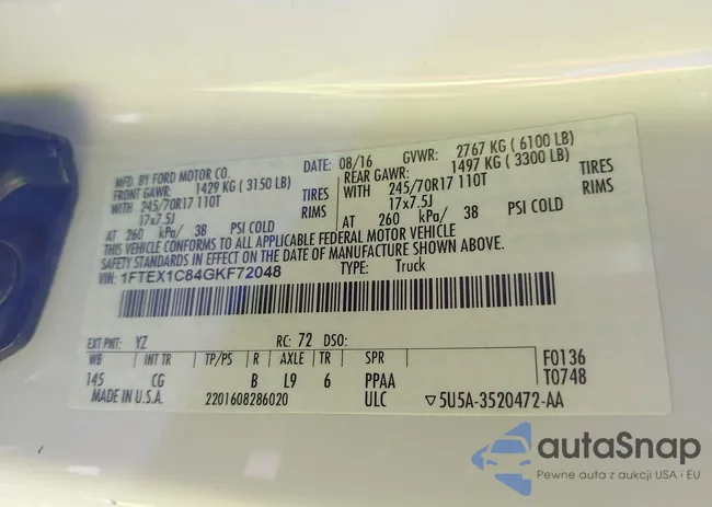 1FTEX1C84GKF72048: 41732580