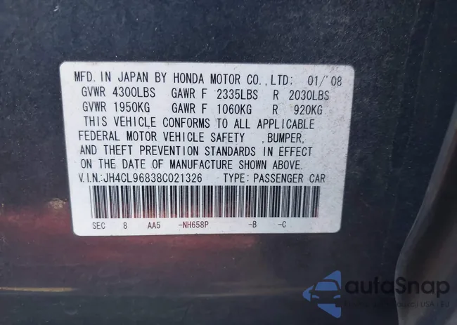 JH4CL96838C021326: 41737340