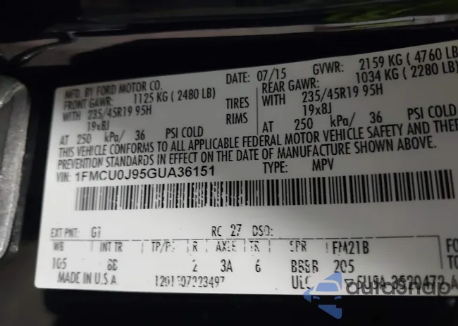 1FMCU0J95GUA36151: 41738774