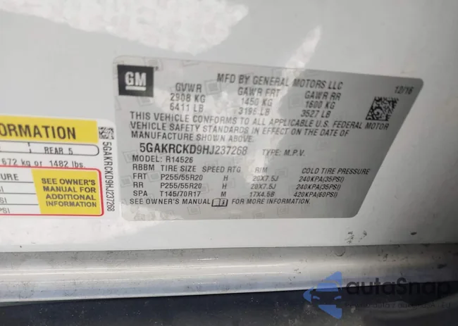 5GAKRCKD9HJ237268: 41738924