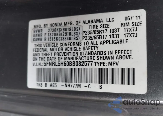 5FNRL5H60BB082577: 41739833