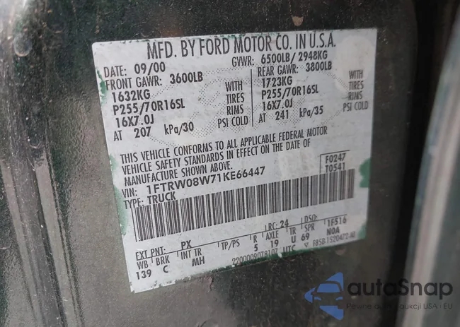 1FTRW08W71KE66447: 41739894