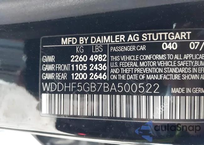 WDDHF5GB7BA500522: 41742077