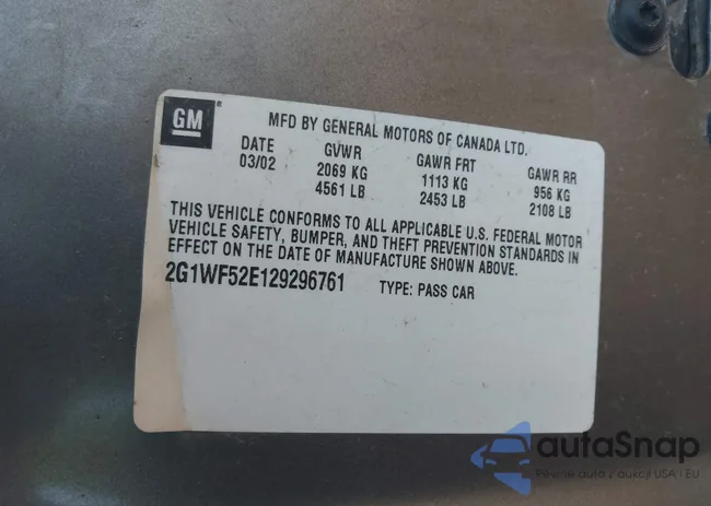 2G1WF52E129296761: 41743889