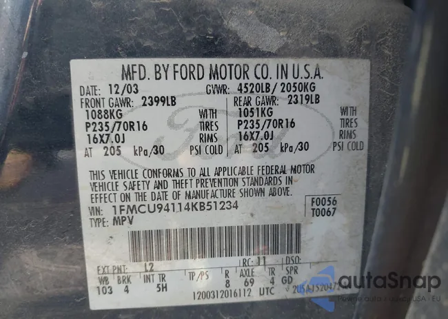 1FMCU94114KB51234: 41744482