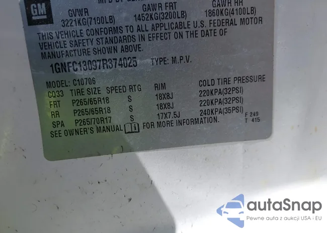 1GNFC13097R374025: 41746905