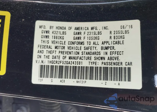 1HGCR2F52GA243591: 41747655